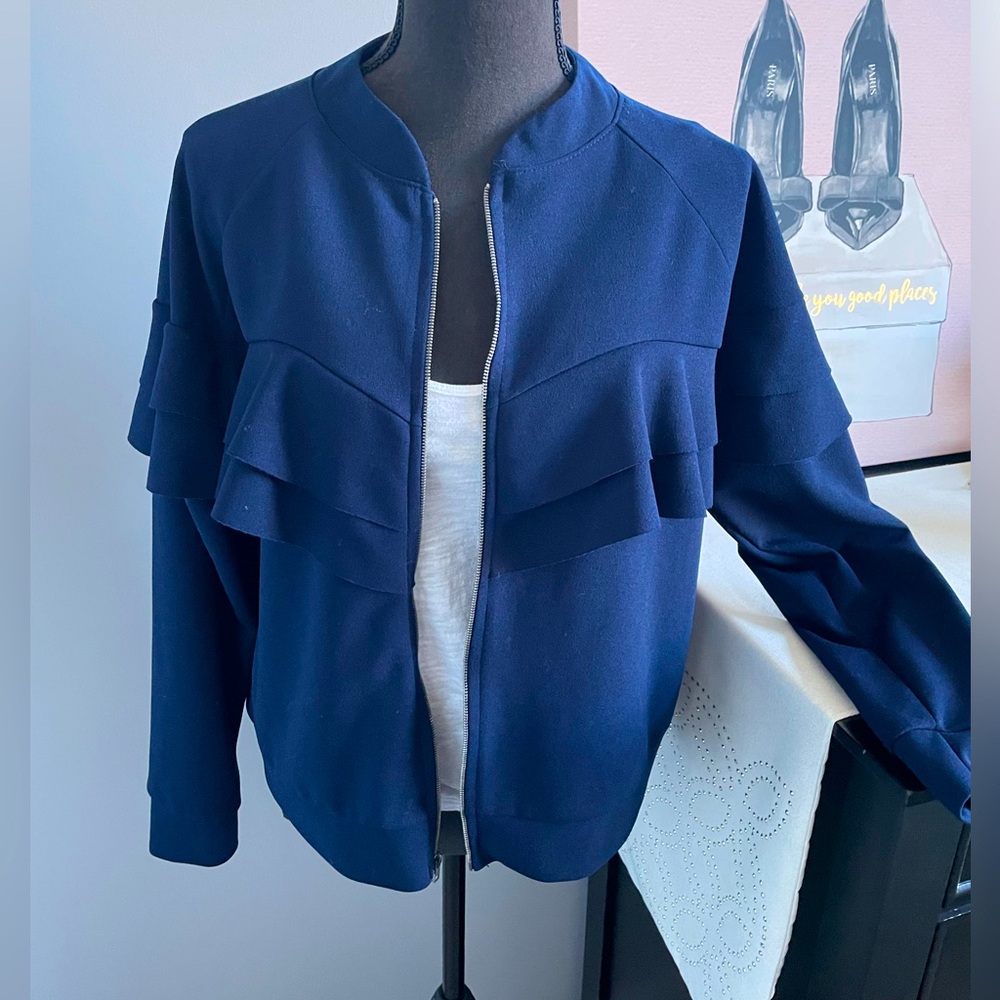 Navy Blue Ruffle Jacket